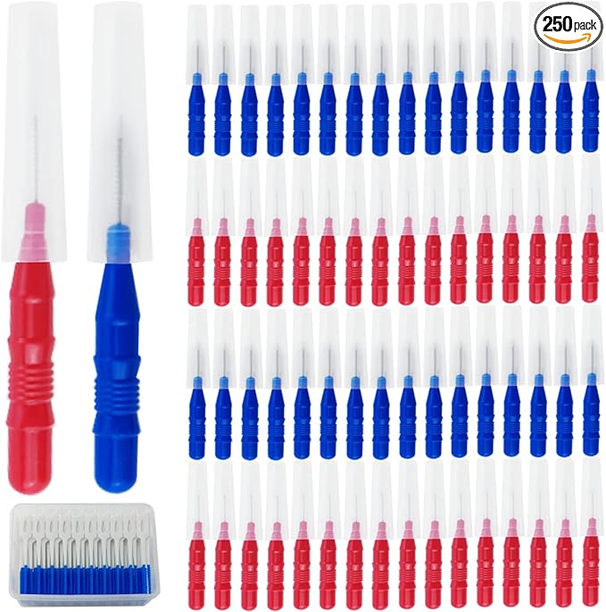 GXXMEI 250PCS Braces Dental Brush Flosser for Cleaner Interdental Brush Toothpick Dental Tooth Flossing Head Oral Dental Hygiene Toothpick Cleaners Cleaning Tool
