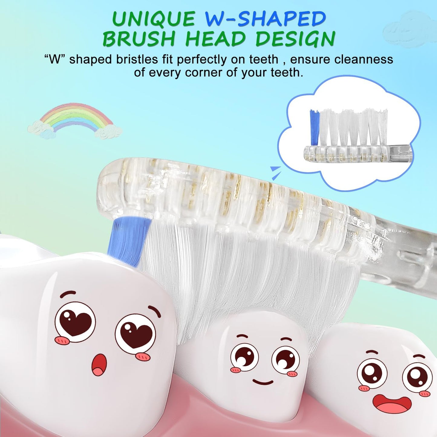 Teeteck 5 Pack Kids Toothbrush Replacement Heads Compatible with SEAGO SG513/SG977/SGEK6, DadaTech DT-K6/DT-BB1/DT-977, Brush-Baby WildOnes (Ages 3years+/Green)