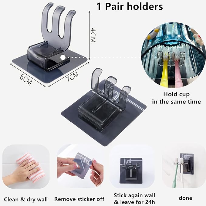 Automatic Toothpaste Dispenser & Toothpaste Holders and Wall Mounted Cup 3 Piece in a Set, is Wall Mounted for Bathroom,Toothpaste Squeezer for Kids & Family Shower by Mr. Thumbs(Navy Blue Set)