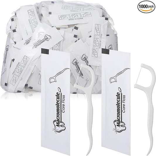 1000 Count Dental Flossers, Individually Wrapped Floss Picks, Floss Singles Bag, Toothpicks Flossers for Adults, Dental Picks Oral Care Teeth Clean Flat Wire