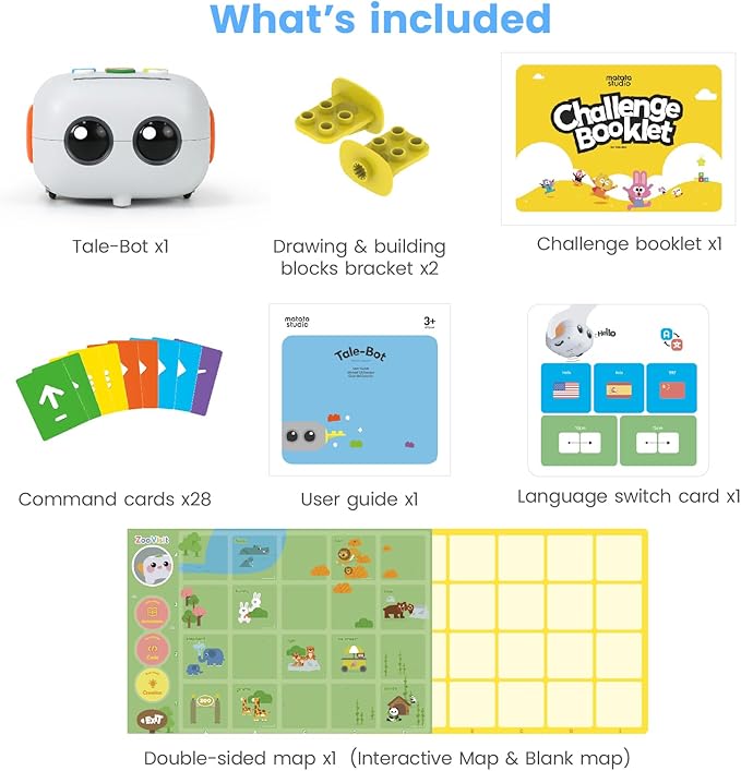 TaleBot Basic Robot Toy for Kids Ages 3-5, Screen-Free STEM Toys for Kids Learn to Code, Interective Learning Toys for Toddlers, Homeschool&Classrrom Pre-K, Best Gift for Boys and Girls