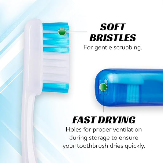 Lingito Travel Toothbrushes - Soft, Mini Toothbrush with Cover, Camping & Travel Size, Adult Kit (6 Pack)