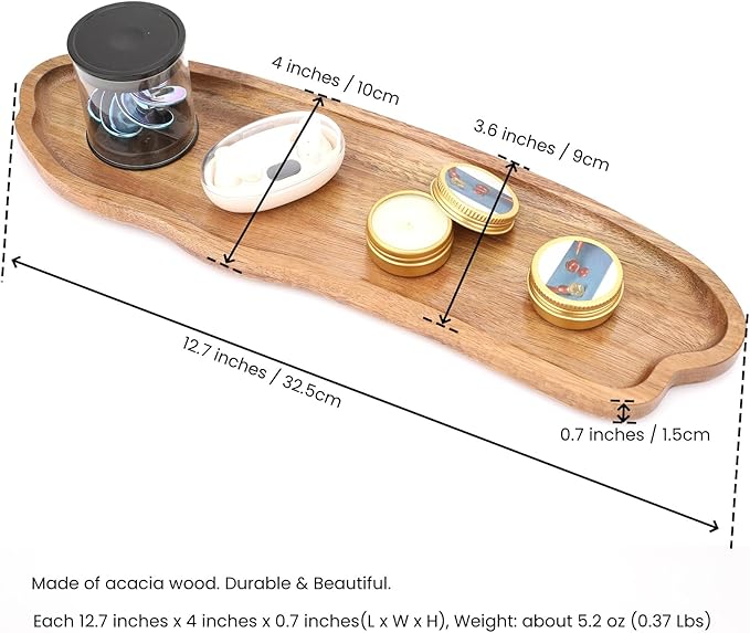 Fermus Wooden Tray 12.7 Inch Long Jewelry Dish Cosmetics Organizer Bathroom Clutter Wood Decorative Serving Platter Small Storage Tray, Cloud Shape
