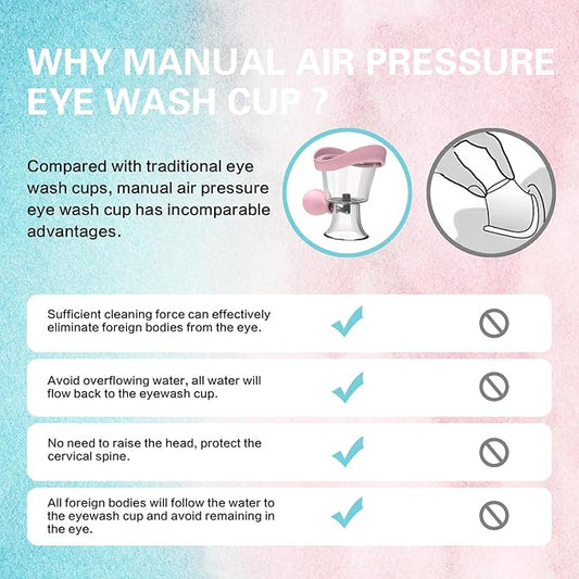 Eye Wash Cup, Eye Wash Bath Kit Eyewash Cup for Eye Rinse,Portable Eye Care Tool - Silicone Manual Air Pressure Eye Cleaning Cup for Soothing, Cleaning Eye Dust, Makeup Irritants(Pink)