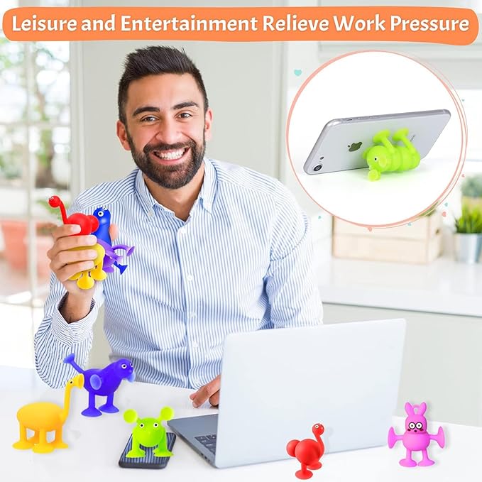 Bath Toys for Kids Toddlers Suction Cup Toys Animals Suction Sensory Toys Family Game Preschool Window Travel Toy Set - 40pcs Large Egg Container