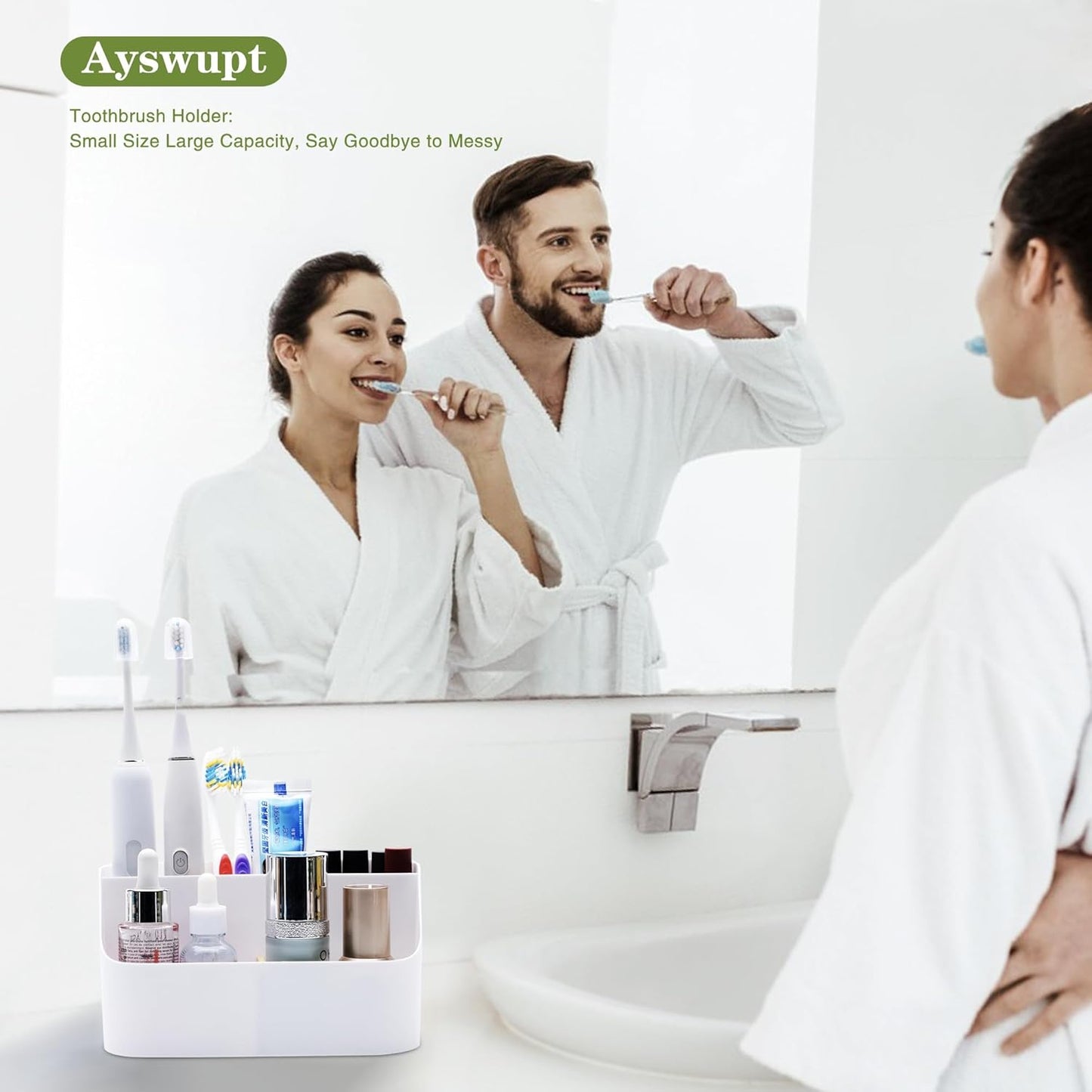 Electric Toothbrush Holders for Bathrooms,White Tooth Brushing Holder,Kids Toothpaste Holder with Dividers,Bathroom Countertop Organizer,Tooth Brush Storage Caddy for Sink Vanity Office