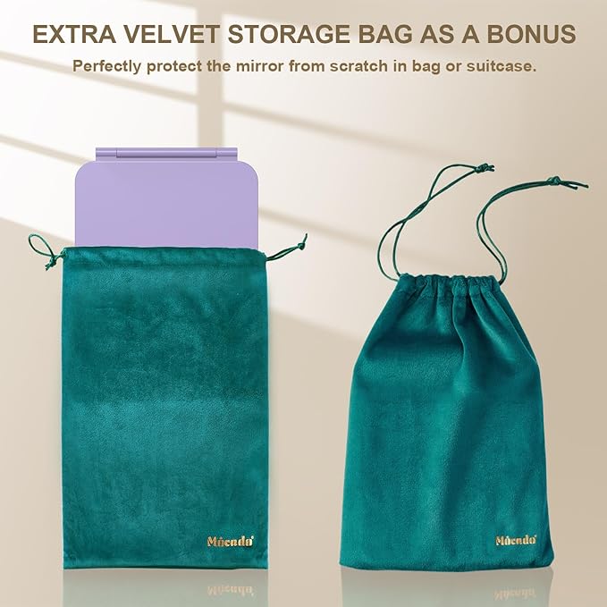 LED Foldable Travel Makeup Mirror - 5x7 inches3 Colors Light Modes USB Rechargeable Touch Screen, Portable Tabletop Cosmetic Mirror for Travel, Cosmetic, Office (Violet)