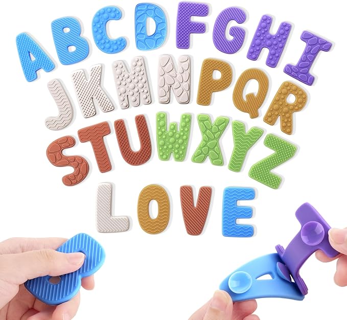 Alphabet ABC Learning Educational Toys - Textured Sensory Fidget Toys for Toddlers Kids - Educational Tools Suction Toy for Autsim - Preschool Learning Activity Toddler Toy for 2 3 4 5 Year Old Kids
