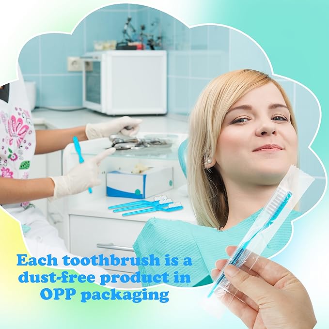 150 Pcs Prepasted Disposable Toothbrushes Aqua Blue Individually Wrapped Soft Bristle Plastic Waterless Toothbrushes Bulk for Adults Women Men Hotel Travel Homeless