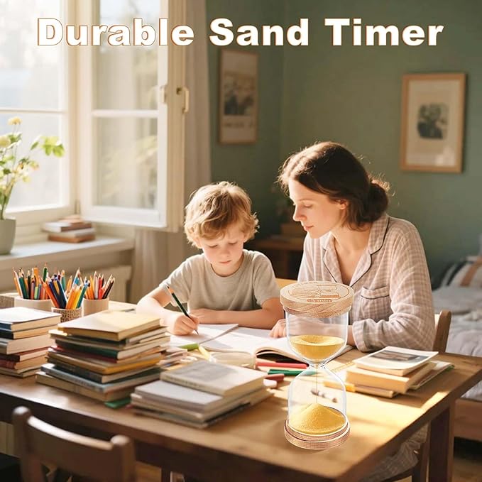 20 Minute Sand Timer, Wood Gold Sand Clock for Kids, Small Hourglass, Sandglass Hour Glass 20 Min for Classroom,Game,Decorative (Gold)