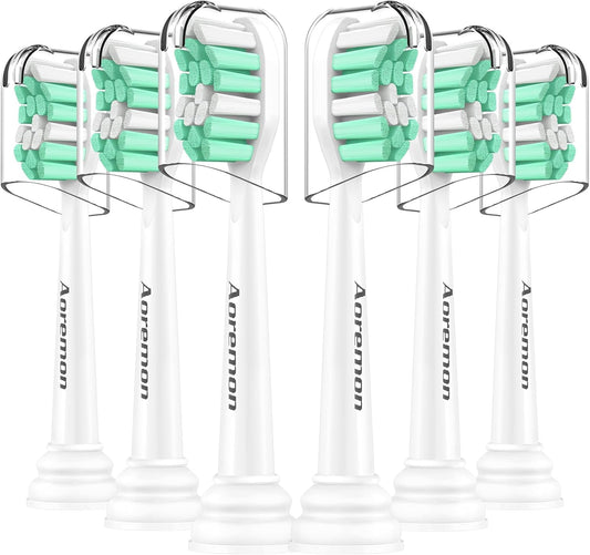 Aoremon Replacement Heads for Philips Sonicare ProtectiveClean 4100 5100 6100 and More Click-on Toothbrush, 8 Standard Replacement Toothbrush Heads