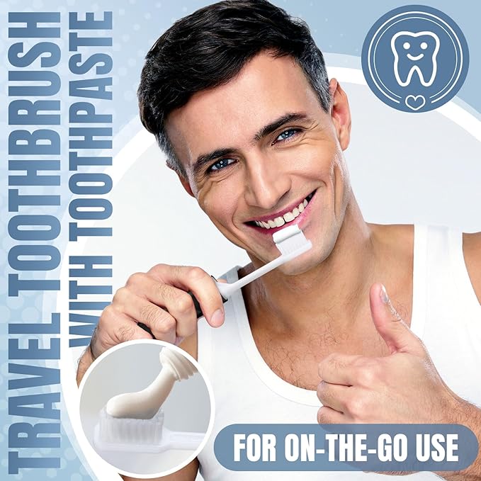 Patelai 4 Pieces Travel Toothbrush Set, Soft Bristle Mini Foldable Tooth Brush with Case, Individually Wrapped Small Portable Travel Size Toiletries Stuff for Camping (Black)