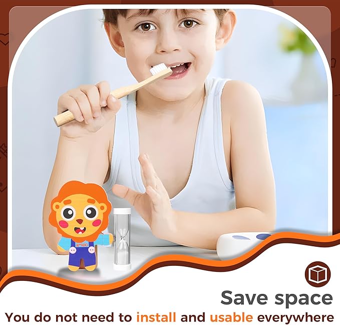 Arielo Lion Toothbrush Holder - Kids Toothbrush with Timer - Autism & Sensory Kids (Leo)