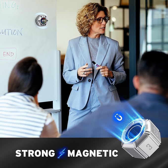 Jack Pomodoro Timer - Productivity Cube & Visual Focus Timer, Mute & Vibration & Adjustable Sound Alert, for Office, ADHD, Study & Work, 3/5/10/25/30/60min & Custom Countdown - Silver