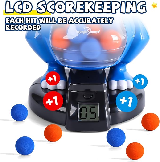 EagleStone T-Rex Dinosaur Shooting Toys for 6 7 8 Year Old Boys, Electronic Shooting Target Game with Air Pump Gun, 24 Balls, Foam Blaster Boy Toys Age 6-8 8-10, Christmas Birthday Gifts for Kids