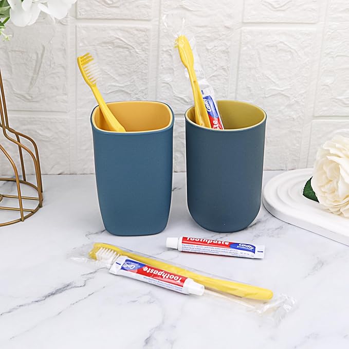 Disposable Toothbrushes with Toothpaste Pack of 20, Yellow Hollow Toothbrush with 10g Toothpaste Individually Wrapped Disposable Travel Toothbrushes Kit in Bulk for Homeless,Airbnb,Hotel,Charity