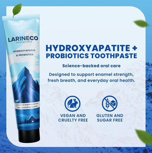 Larineco Nano Hydroxyapatite Toothpaste – Sulfate Free Remineralizing Toothpaste – Enamel Care, Gentle Whitening, Sensitive Teeth, Non Sulfate – 4oz