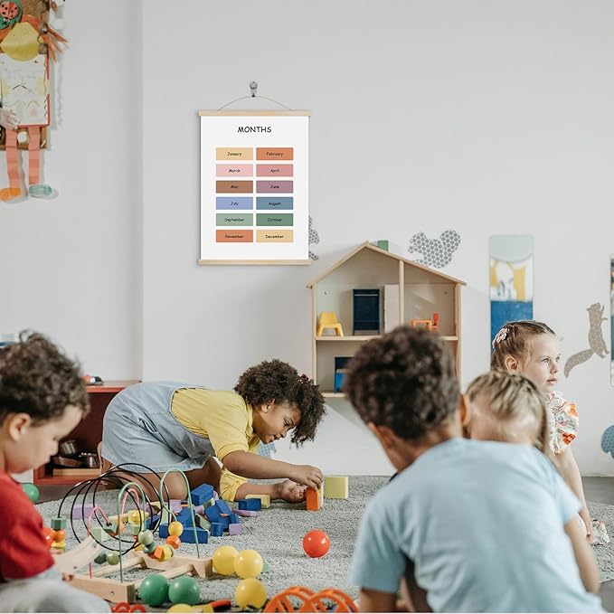 Classroom Wall Art Toddler Educational Posters Months Wall Art - Kids Posters Perfect for Toddler Room Decor, Playroom, Classroom & Homeschool Learning Spaces Durable & Ready to Hang 12x15.7 Inch