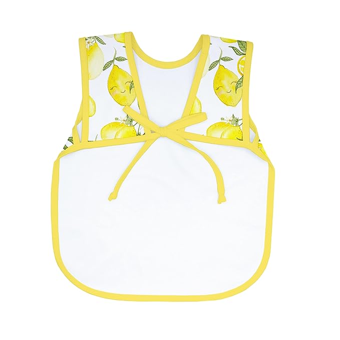 BapronBaby Fresh Lemon Bapron - No Neck Tie Safer Bib for Baby & Toddler - Soft Waterproof Stain Resistant - Machine Washable - Sz Preschool 3-5yrs