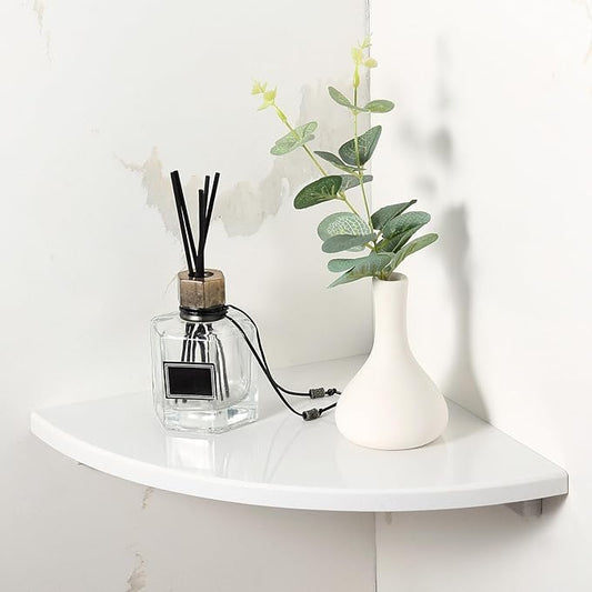 Koville White Natural Marble Corner Shelf, Wall Mounting Corner Shelf Organizers Storage for Bathroom Kitchen, Polished Marble Surface Wall Mounted Stone Shower Caddy for Bath