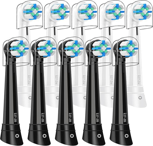 IO Replacement Heads Compatible with Oral B iO 2/3/4/5/6/7/8/9/10 Series Electric Toothbrush, Brush Heads with Medium Bristles Compatible with Oral B iO for Gentle Dental Care (10 Black/White)