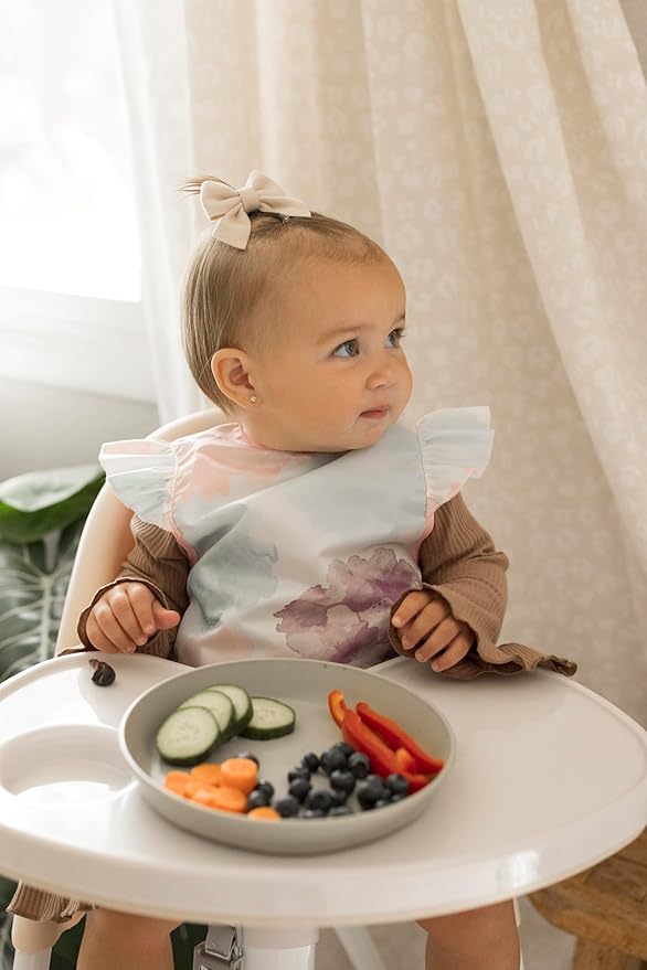 Tiny Twinkle Mess Proof Baby Bib for Girls | Waterproof Toddler Bib for Eating | Baby Apron for Feeding | Machine Washable | Perfect Shower Gift (Cotton Candy, 6–24M)