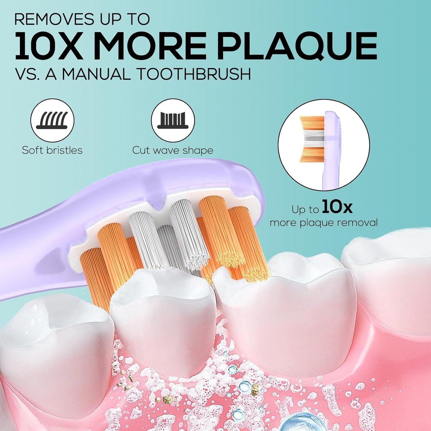 ASYH 4Pcs Replacement Toothbrush Heads Compatible with Philips Sonicare Snap-on Electric Toothbrushes, Medium Soft Brush Heads (Orange)