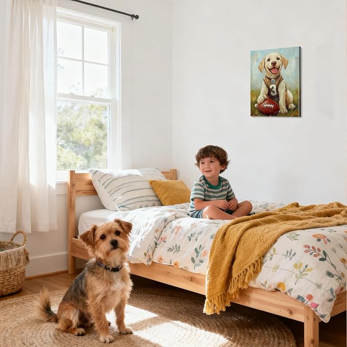 YOUHONG Animal Posters Animal Canvas Wall Art Dog Art with Inner Wooden Frame - Lightweight & Easy to Hang, Sports Wall Decor for Boys Bedroom & Living Room Decoration (12x15.7 Inches)