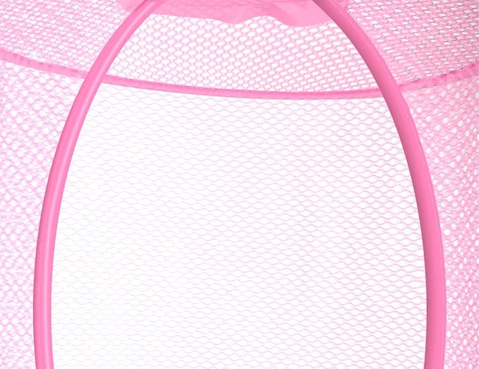 Libeder Mesh Hanging Storage Space Saver Bags Organizer,Foldable Storage Organizer 4 Compartments Toy Storage Basket for Kids Room Bathroom 2 Sets Pink