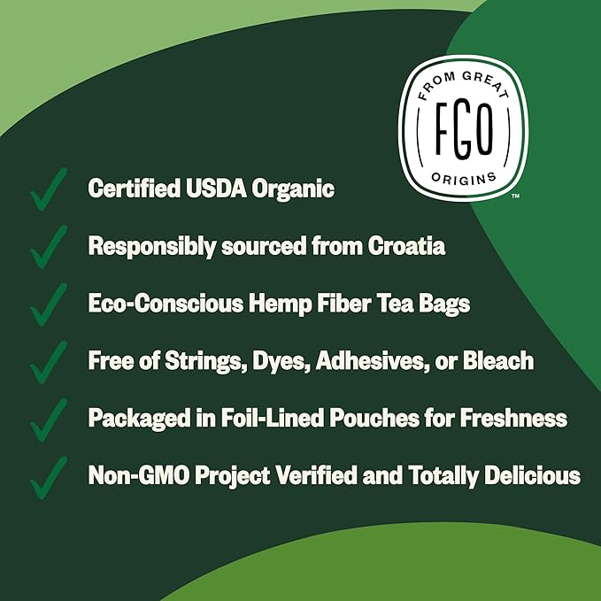 FGO Organic Nettle Leaf Tea, 100 Count, Eco-Conscious Tea Bags, Caffeine Free, Resealable Bag, Packaging May Vary (Pack of 1)