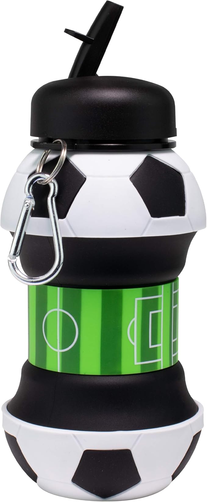 Maccabi Art Clip-On Collapsible BPA-Free Silicone Soccer Ball Water Bottle for Kids, 18 Oz. Size
