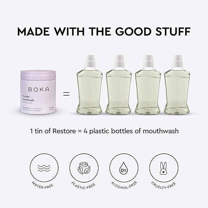 Boka Travel Size Mouthwash Tablets + Vital Bite Oral Pre + Probiotics Fluoride Free & Alcohol Free