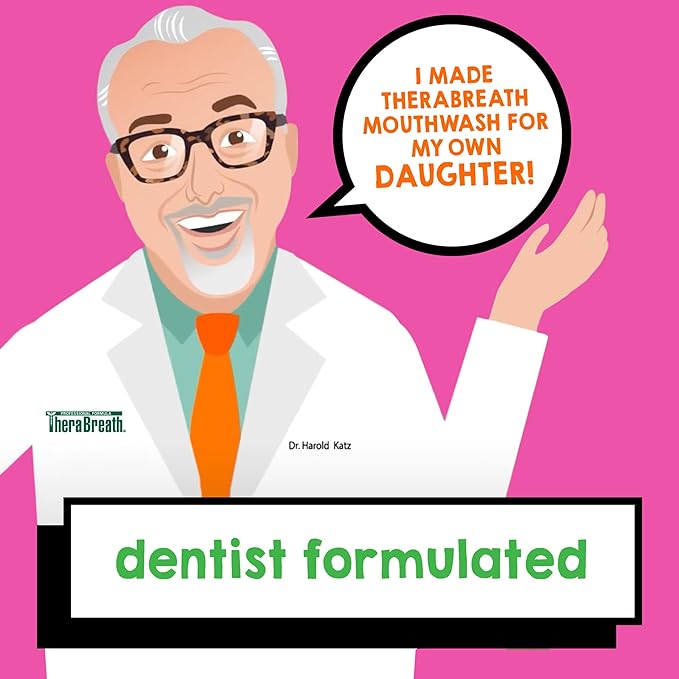 TheraBreath Kids Mouthwash with Fluoride, Organic Strawberry Splash, Anticavity, Dentist Formulated, 16 Fl Oz