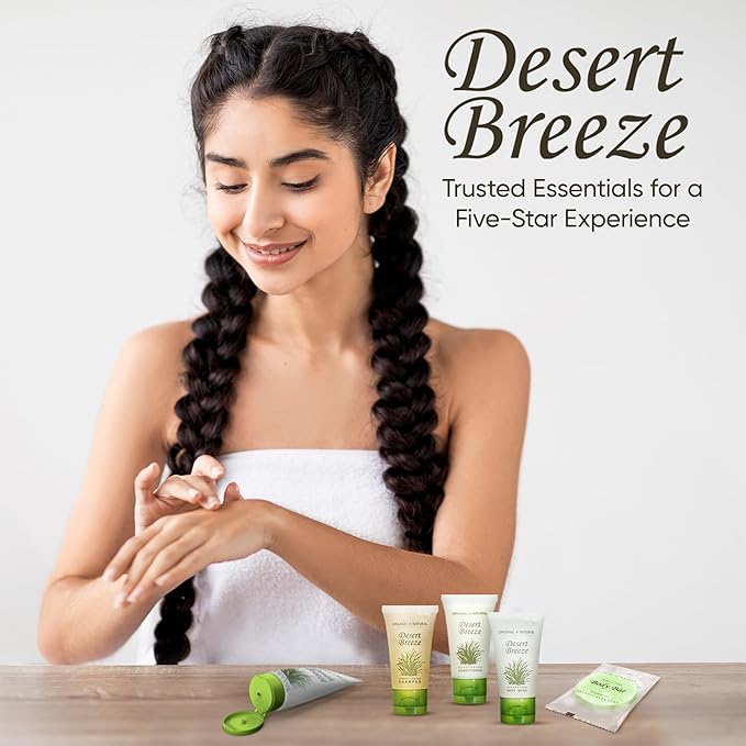 Desert Breeze Hotel Soaps & Toiletries Bulk Set | 1-Shoppe Amenities Kit | 1oz Shampoo & Conditioner, Body Wash, Lotion, Bar Soap | Travel Size | 75 Pieces
