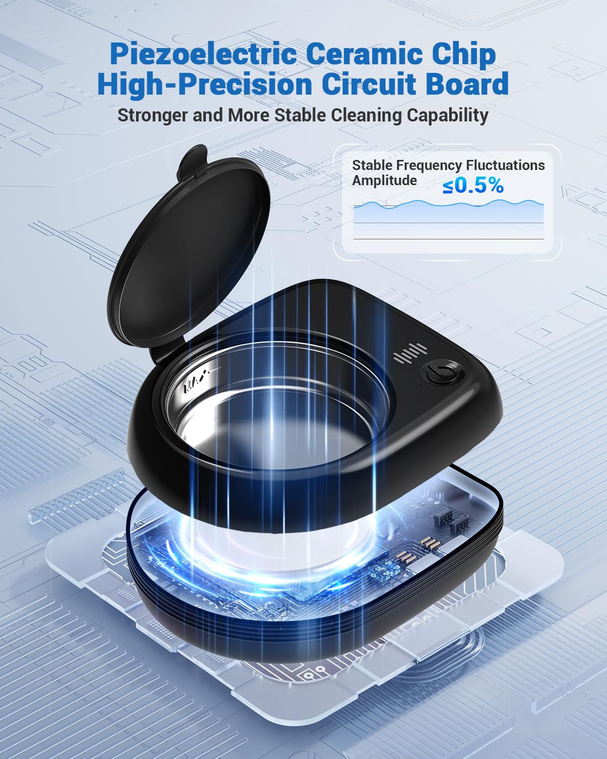 Rechargeable Ultrasonic Retainer Cleaner Machine | 50kHz 1.9 inch Ultra-Thin Portable | Night Guard Aligners Jewelry |6pcs Cleaner Tablets Included | Quick & Deep Clean Modes | Oral Dental Care