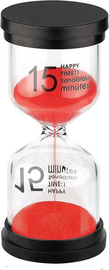 SuLiao Sand Timer 15 Minute Hourglass: Red Sand Watch 15 Min, Large Reloj De Arena 15 Minutos, Plastic Hour Glass Sandglass Timer for Child, Kitchen, Games, Classroom, Decor