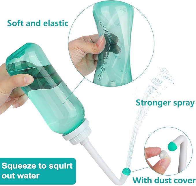 LIVE4COOL Peri Bottle for Postpartum Travel Bidet Perineal Care 16.9oz/500ml for Mom and Baby Clean,Portable Squeeze Bottle with 2 Rinse Tubes for Baby Female Menstruation Cleaning Lochia Hemorrhoids