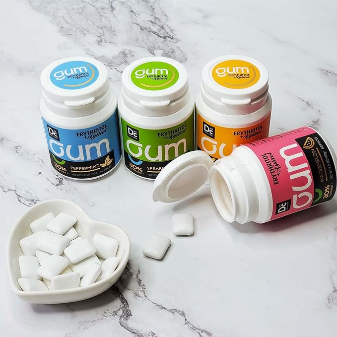 DC24 DAILY CARE Xylitol Chewing Gum with Erythritol, Aspartame Free & Sugar Free Gum for Dry Mouth, Low-Calorie, Sugarless, Assorted Flavors Variety Bulk Pack 60-Piece Pack, 4 Packs