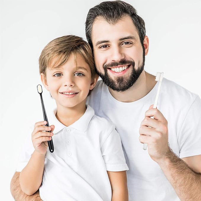 Boao 4 Pieces Extra Soft Toothbrushes for Sensitive Gums with 20000 Micro Nano Bristle for Adult Pregnant Gum Recession Elderly Braces, Protect Fragile Gums(Black, White)