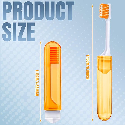 Patelai 4 Pieces Travel Toothbrush Set, Soft Bristle Mini Foldable Tooth Brush with Case, Individually Wrapped Small Portable Travel Size Toiletries Stuff for Camping (Candy Color)