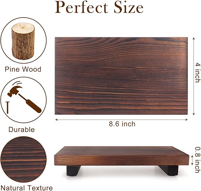 Small Bathroom Counter Organizer Tray Wooden Pedestal Stand for Display Decor Farmhouse Wood Risers Soap Dish Dispenser Holder for Kitchen Sink Tray Modern Bathroom Vanity Accessories Decorative trays