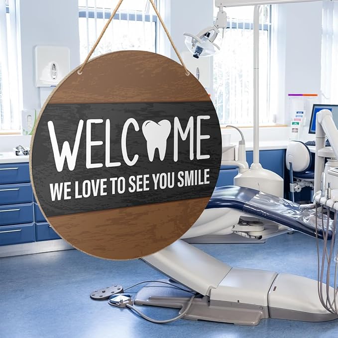 Dental Office Welcome Wooden Wall Decor, We Love to See You Smile, Dentist Welcome Wood Hanging Sign Decoration, Dentist Gifts for Women Men, Dental Hygienist Gifts