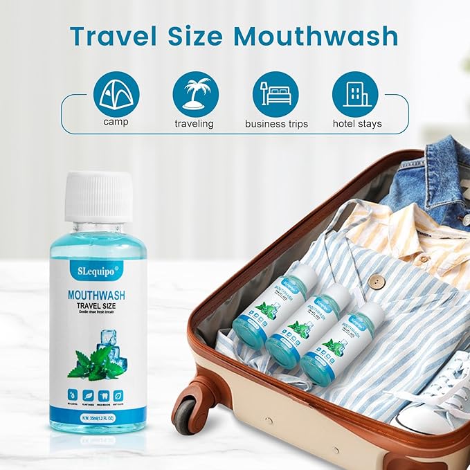 50 pcs Travel Size Mouthwash Bulk Mini Mouthwash, Fresh Mint Portable Mouthwash Individual 1.2oz/35ml Mouthwash Bottles for Travel Toiletry Kits