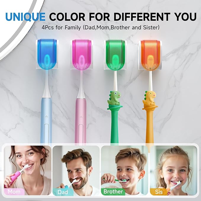 Toothbrush Holders for Bathrooms【Upgrade Single Slot Design】 Toothbrush Holder Wall Mounted with Cover Moisture-Proof and Dust-Proof Toothbrush Storage Organizer for Shower Family and Travel 4PCS