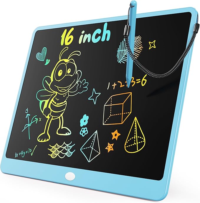 KOKODI LCD Writing Tablet, 16 Inch Colorful Doodle Board Drawing Tablet, Erasable Reusable Electronic Drawing Pads, Educational and Learning Toy for 3-6 Years Old Boy and Girls