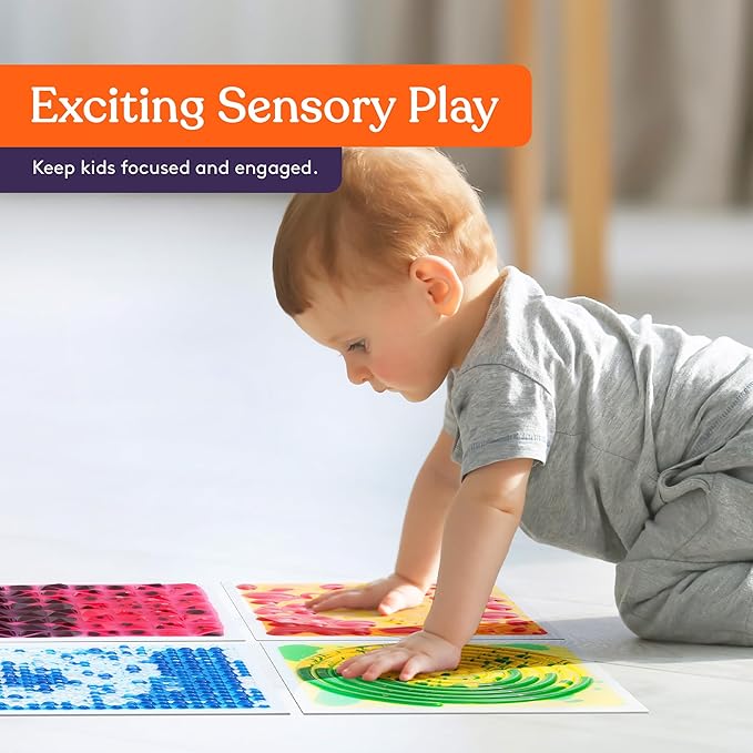 Special Supplies Textured Square Floor Liquid Tiles for Kids, Set of 6, Colorful Early Learning Sensory Activity Mats for Toddlers and Children, Anti-Slip Backing for Active Play, Dance, and Games