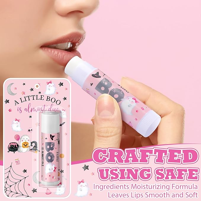 30 Pack Halloween Little Boo Baby Shower Games Prizes Party Gifts Bulk Lip Balms Favors for Winners Adults Guests Gender Reveal Favors Decorations Baby Shower Souvenirs Gift Bags Stuffers