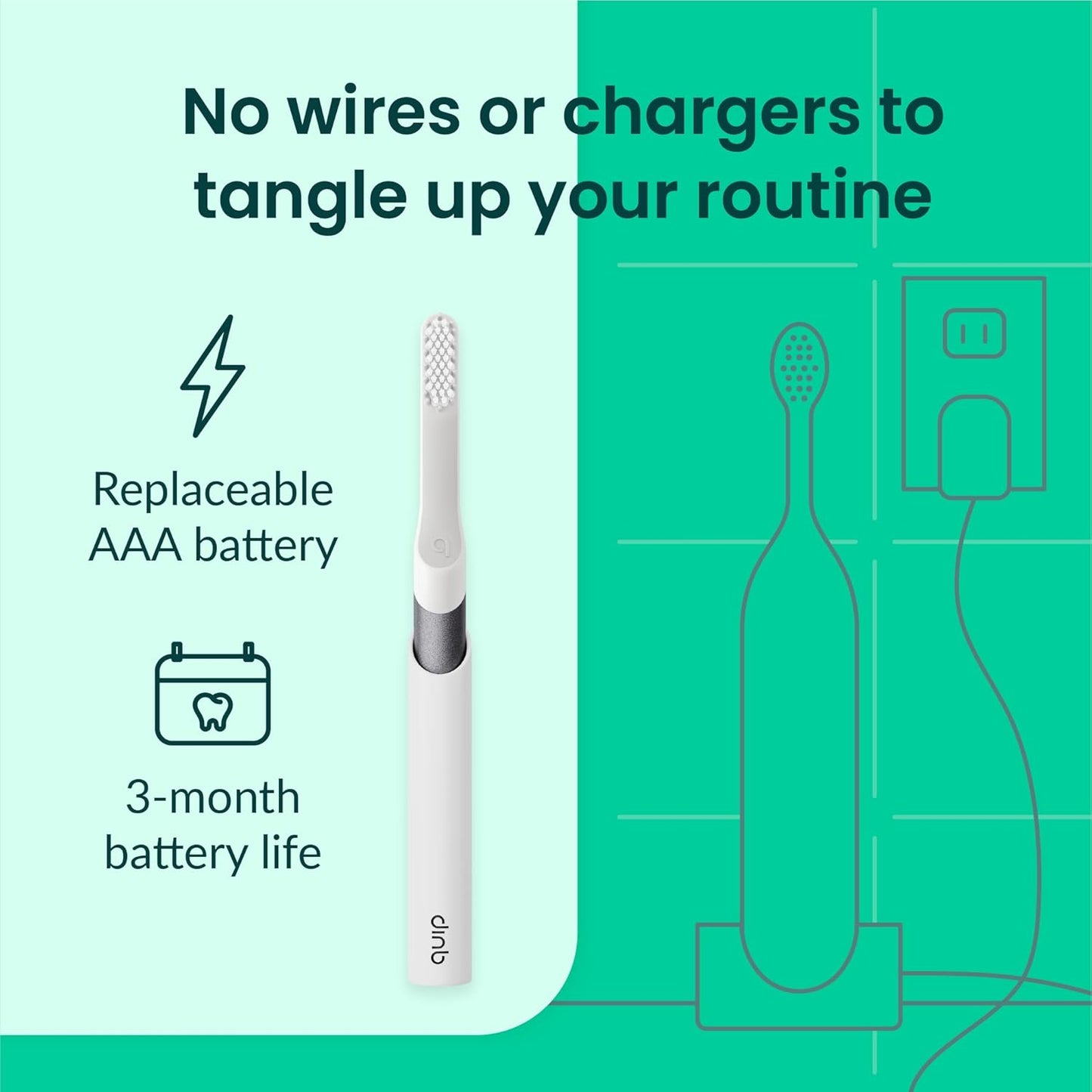 Quip Metal Sonic Electric Toothbrush for Adults - Time Travel & Soft Bristles with Travel Case & Replacement Brush Head - 3 Month Battery Life - Slate