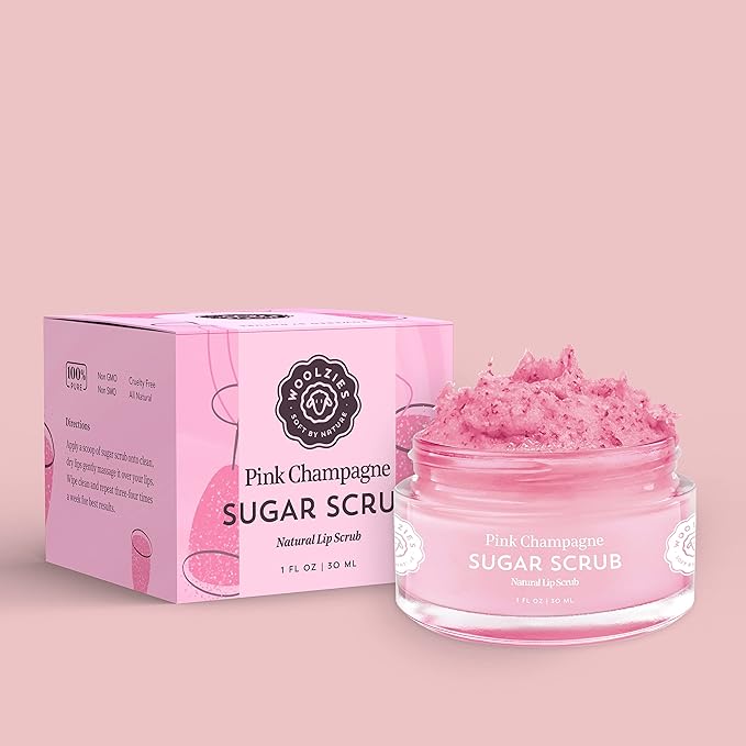 Sugar Lip Scrub | Ultra-Hydrating Exfoliator & Moisturizer for Dry or Chapped Lip | Shea Butter and Raw Sugar Scrubs | Pure & Natural | 1 Fl Oz (Pink Champagne)