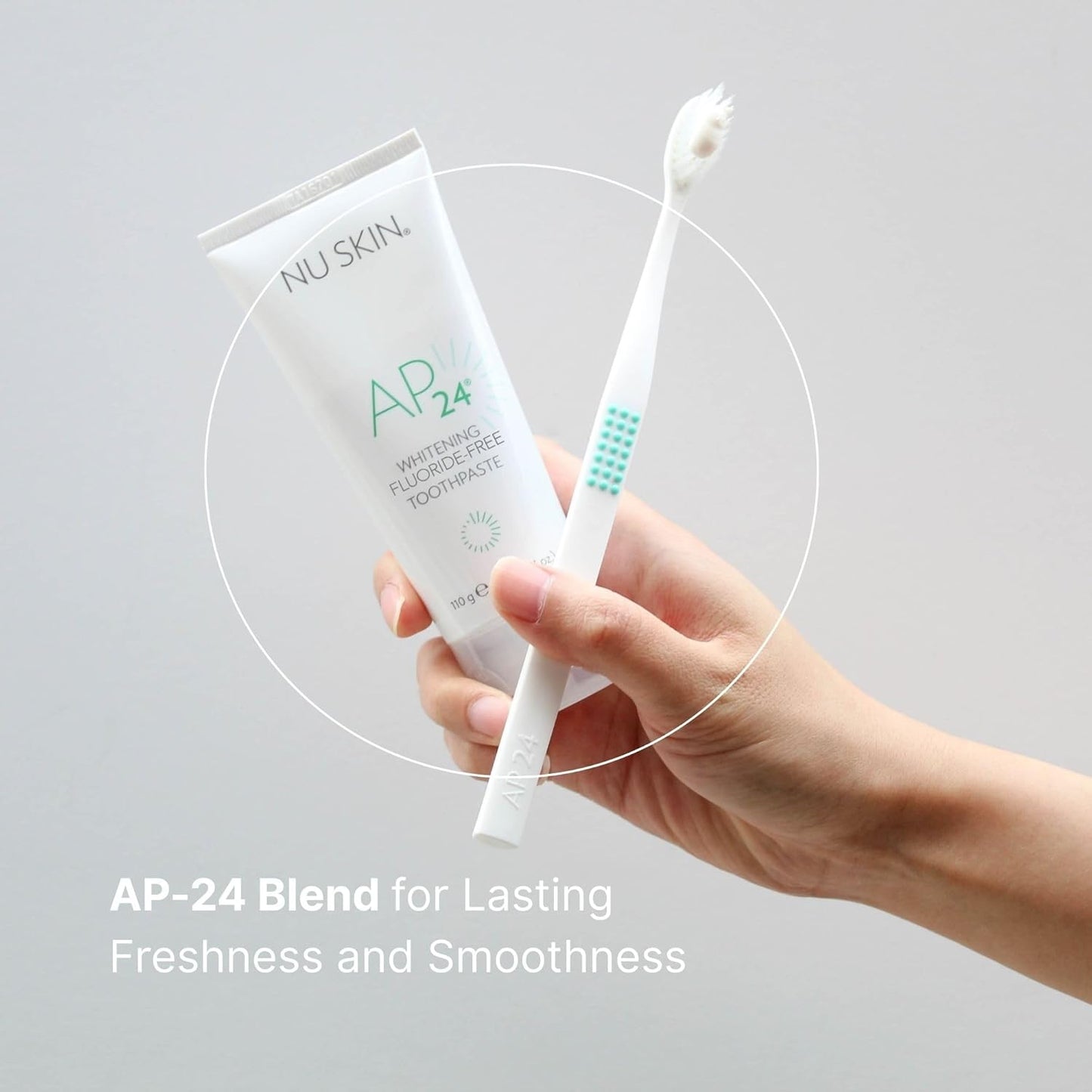 Nu Skin AP 24 Whitening Fluoride - Free Toothpaste | AP 24 Blend | Vanilla Mint Flavor | Brightens Teeth | Removes Surface Stains | Prevents Dental Cavities & Plaque | Enamel-Safe | 4 oz | 3 Pack